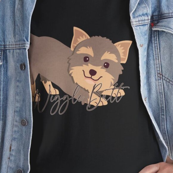 Yorkie Wiggle Butt Unisex Tee, Dog Lover Gift Shirt, Pet Owner Apparel, Animal - Picture 2 of 5